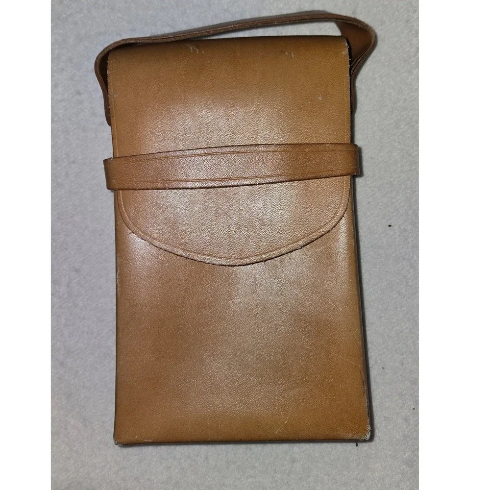 Vintage Polaroid Tan Leather Camera Carrying Case Pouch with Strap Logo Embossed
